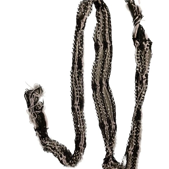 Beautiful Silver and Black Beaded Scarf - Picture 3 of 8